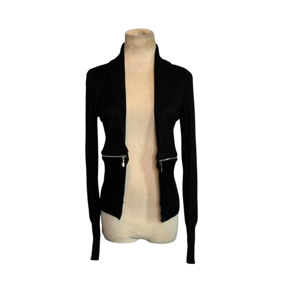 Carmen Marc Valvo black long sleeves open front cardigan size XS
